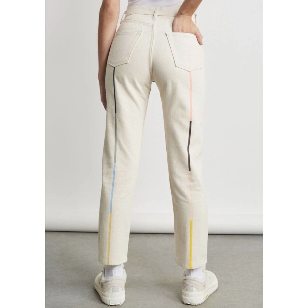 Still Here Tate Jeans Rainbow Cloud Jeans in Cream Bone Size 26
